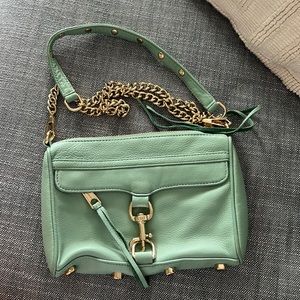 Light green with gold hardware Rebecca Minkoff crossbody bag.